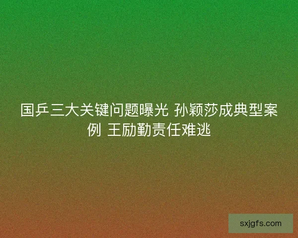 国乒三大关键问题曝光 孙颖莎成典型案例 王励勤责任难逃